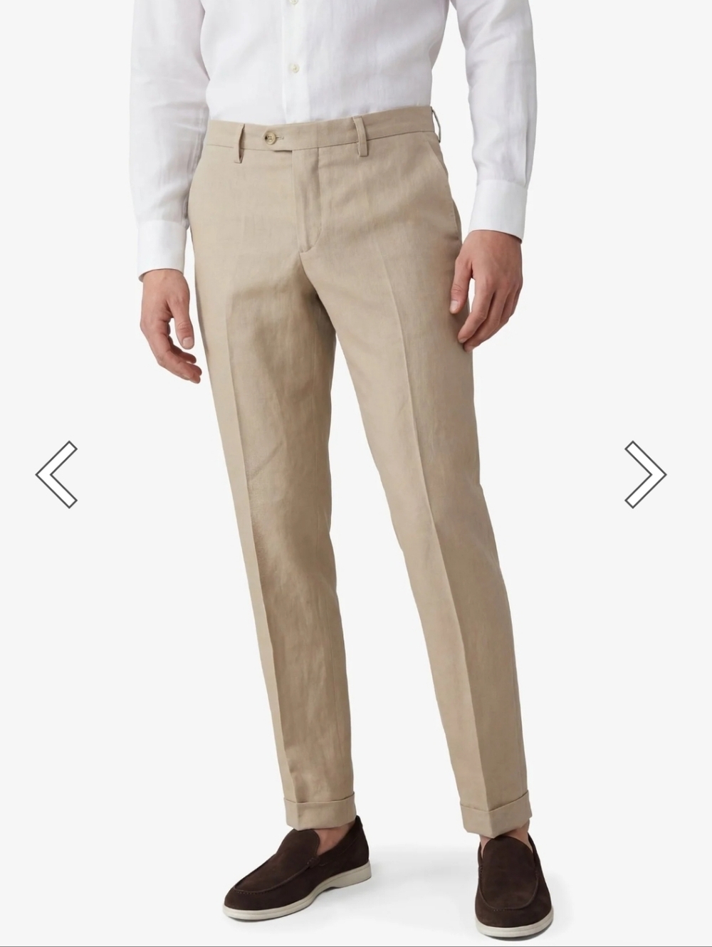 Men's Slim 100% Linen Pants in Beige